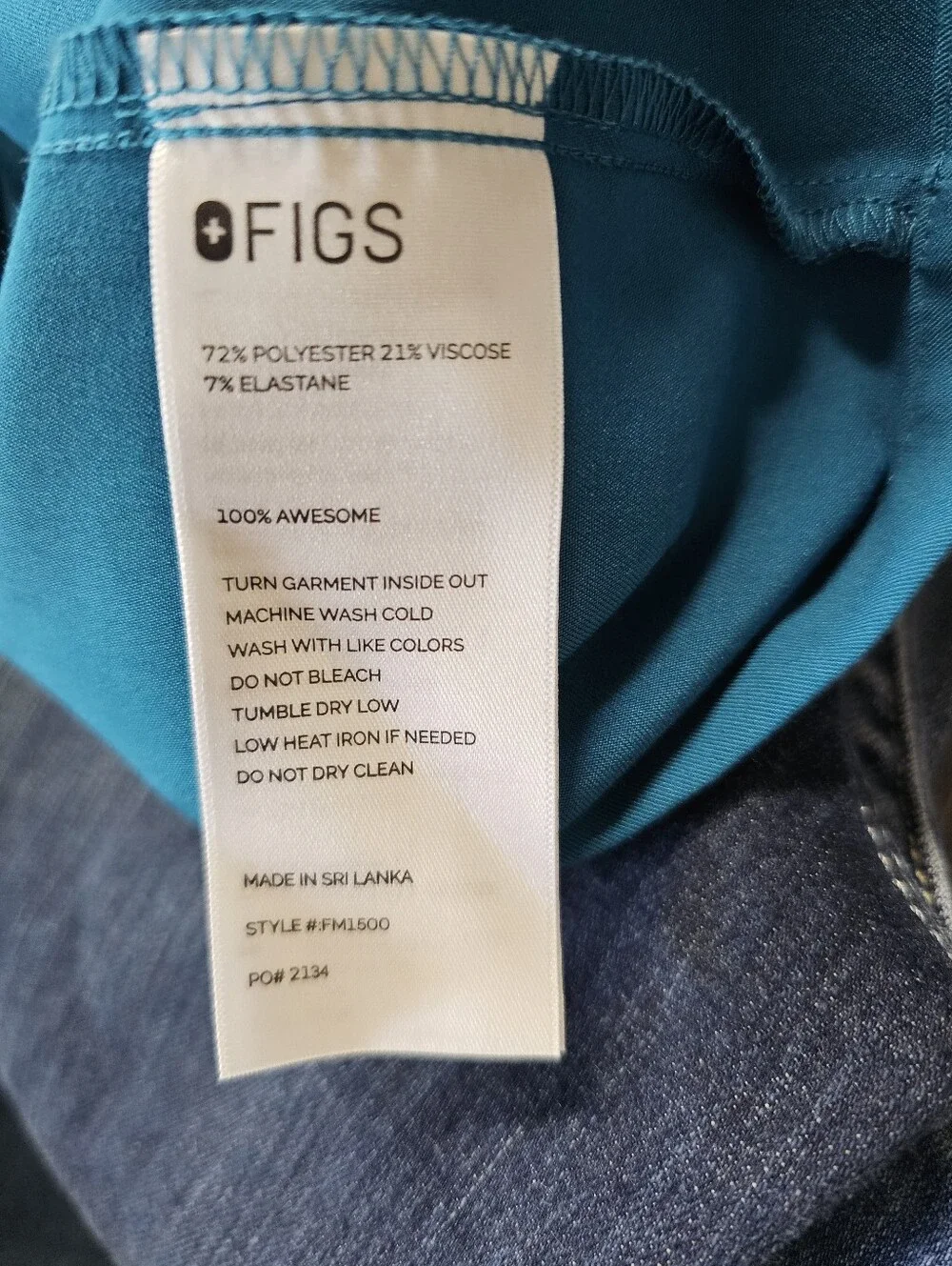 Figs Mens Leon V-Neck Short Sleeve Carribean Blue Scrub Top Size L